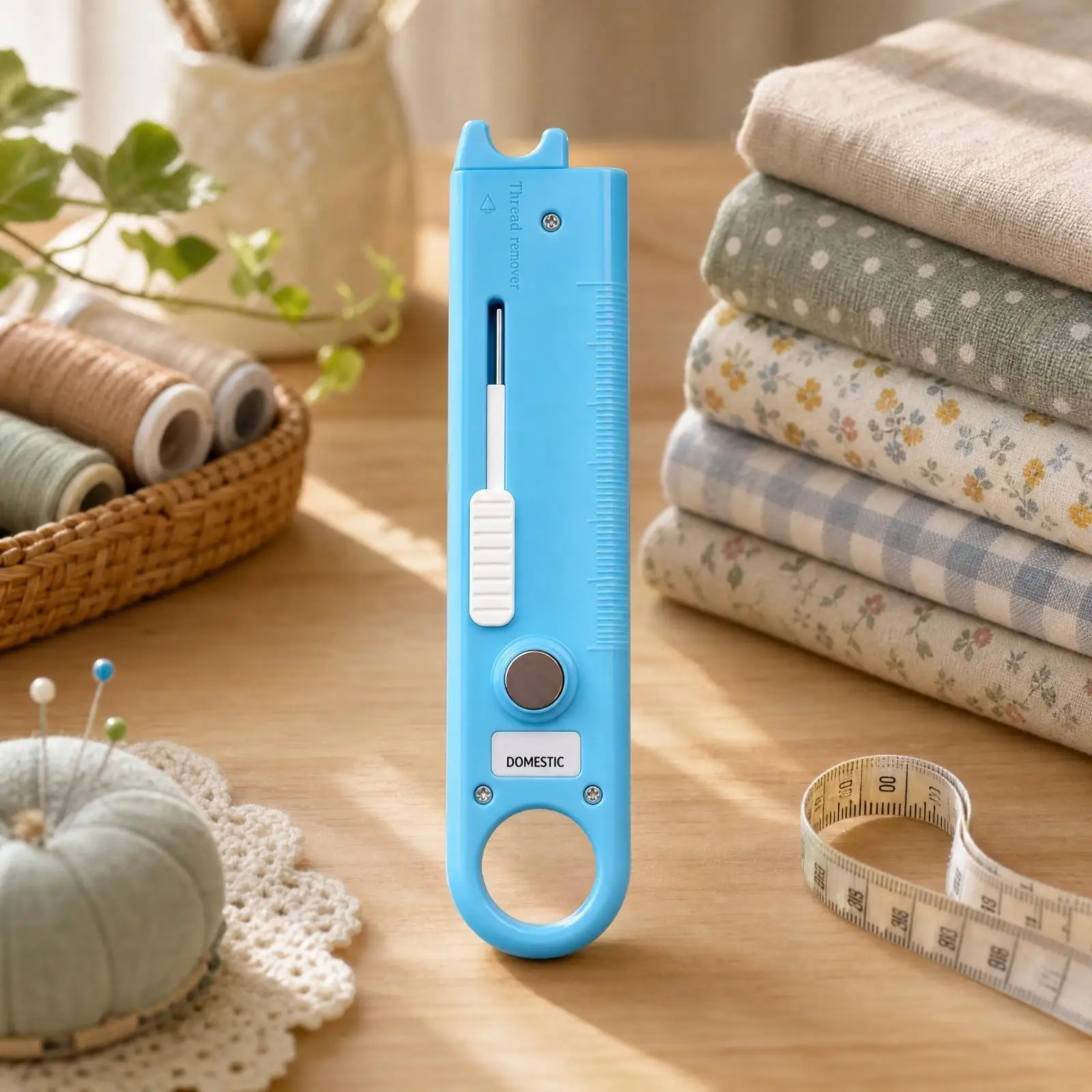 Practical Sewing Pin Threader with Magnifier and Slider for Fast Needle Eye Threading at Home