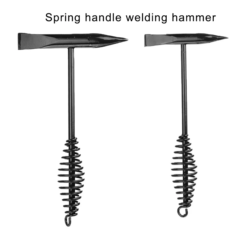 Martelo de escória de soldagem de aço de alto carbono, cabo de mola, martelo de soldador, martelo de eletricista 300 500g, duas especificações