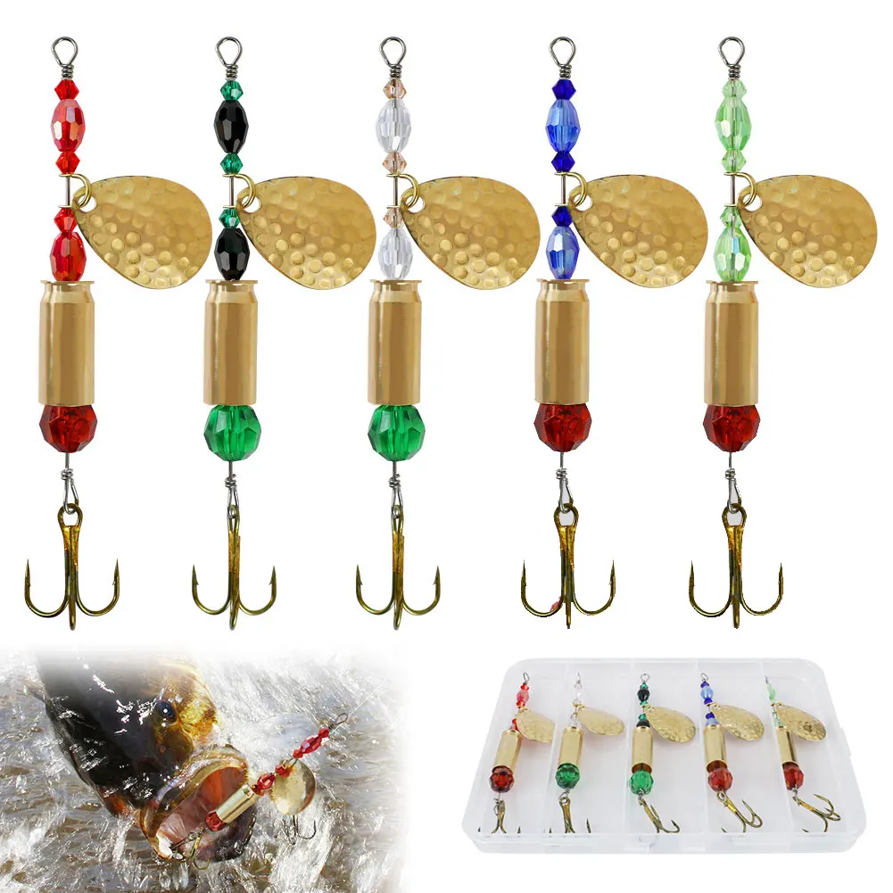

5/10/15pcsMetal Rotating Sequins Spoon Lure 9g Spinner Fishing Hard Bait Crankbaits With Feather Treble Hook Fishing Accessories