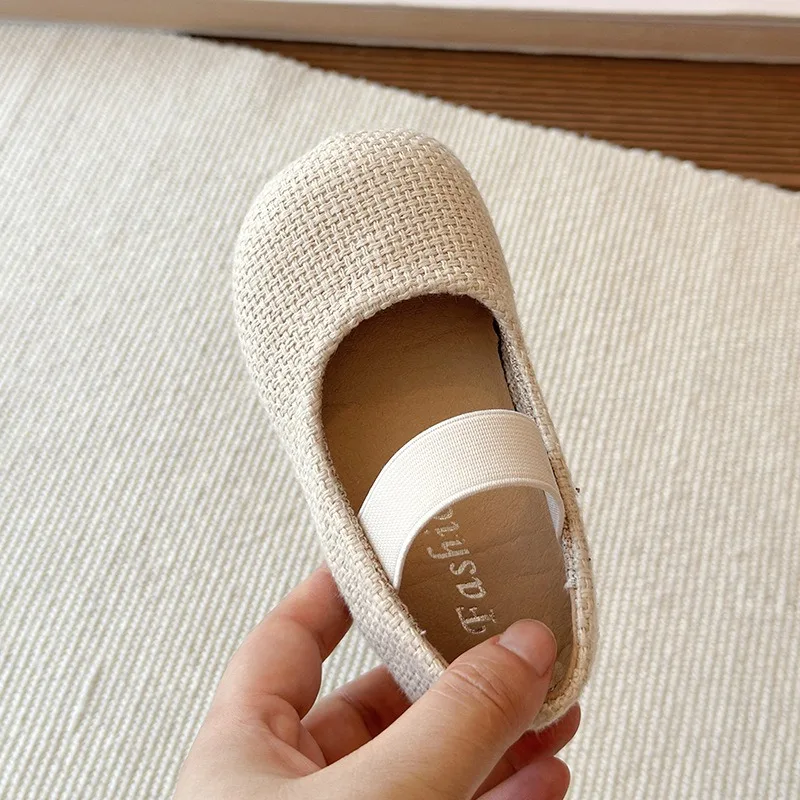 Knitted Shoe Upper 2026 New Style Breathable Retro Toe Cap Half Mouth Slipper Girls' Sandals Mesh Comfortable Soft Casual Shoe