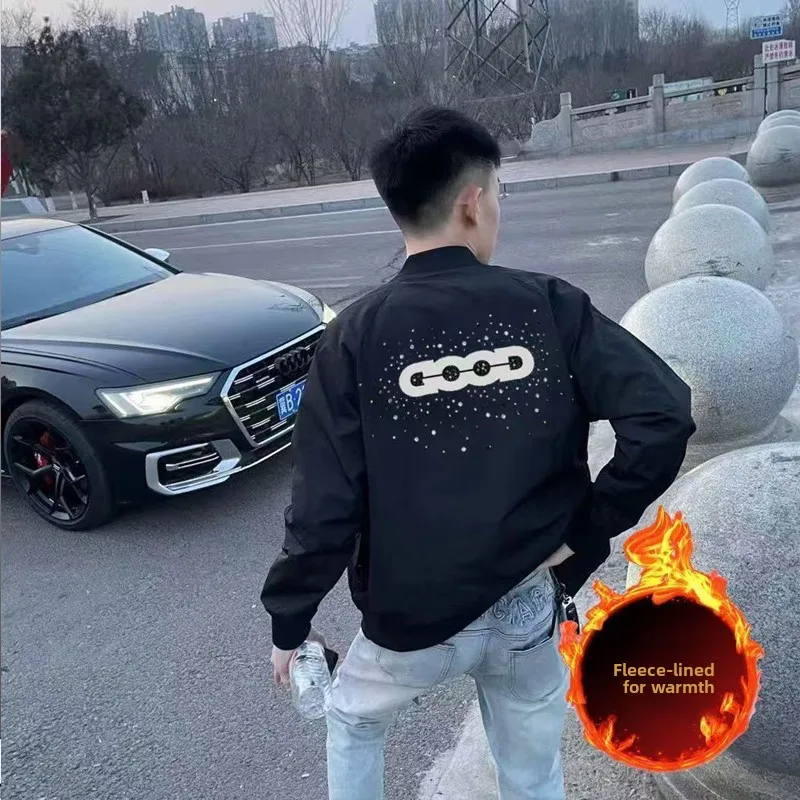 

Модная повседневная бейсбольная куртка с блестками, на флисовой подкладке, с воротником-стойкой, унисекс, теплая, из полиэфирного волокна, на молнии