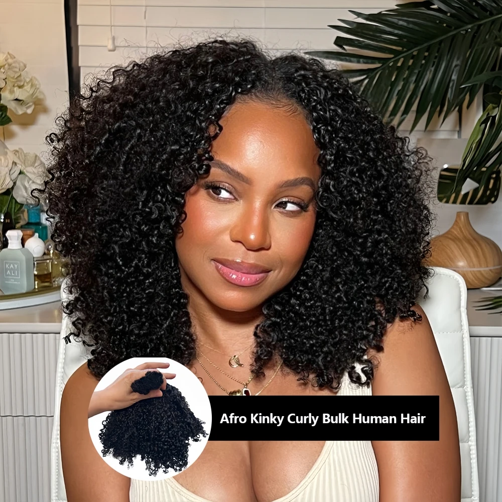 

100% натуральные человеческие волосы для богемных косичек, мелкие спиральные кудри, безузловые пучки, объемные пряди для наращивания без трессов, натуральные волосы оптом