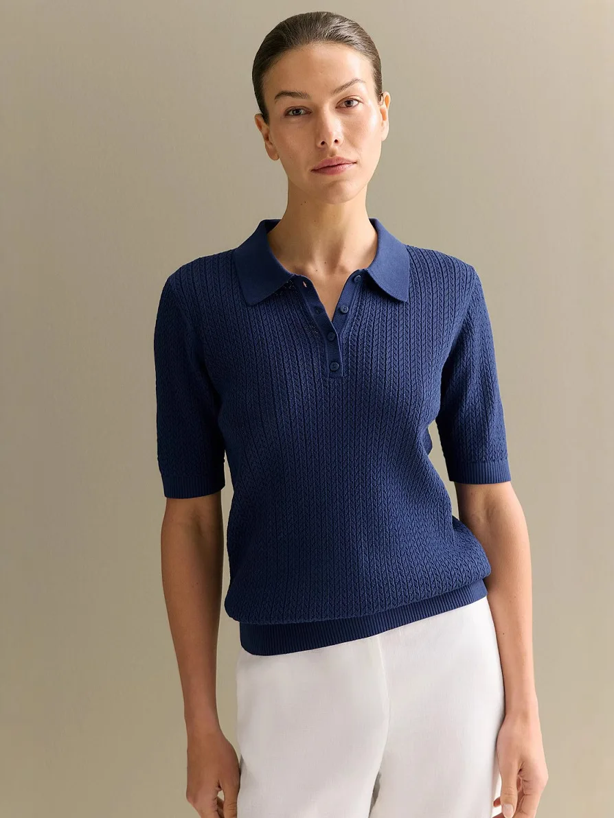 Women Solid Hollow Knitted T-shirt Short Sleeve Lady Elegant Loose Lapel Hot Tops 2026 Spring Summer Casual New Sweater Top 16 S54814db62c694d52b8e27b80791534c5v