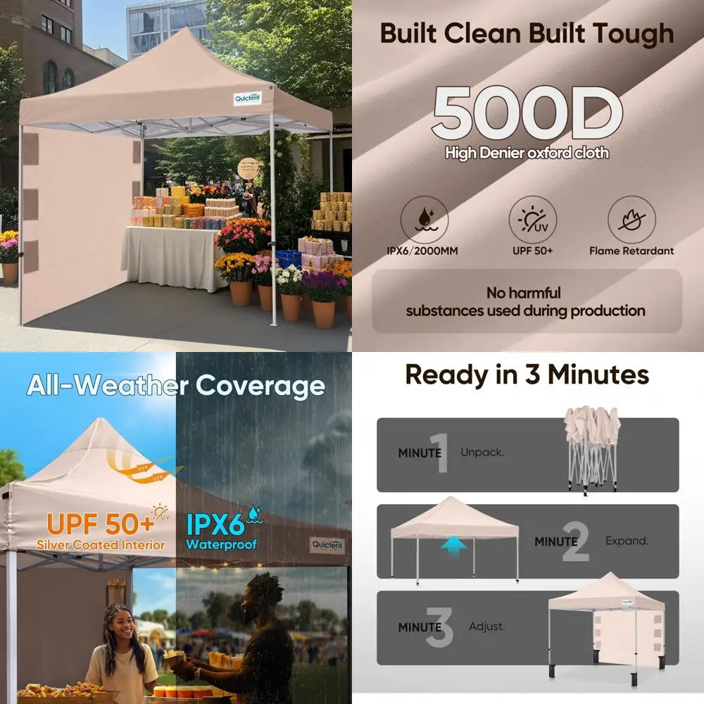 

Heavy Duty 10x10 Pop Up Canopy Tent, Commercial Instant Shelter with Wheeled Bag for Outdoor Events, Beach Parties, and More