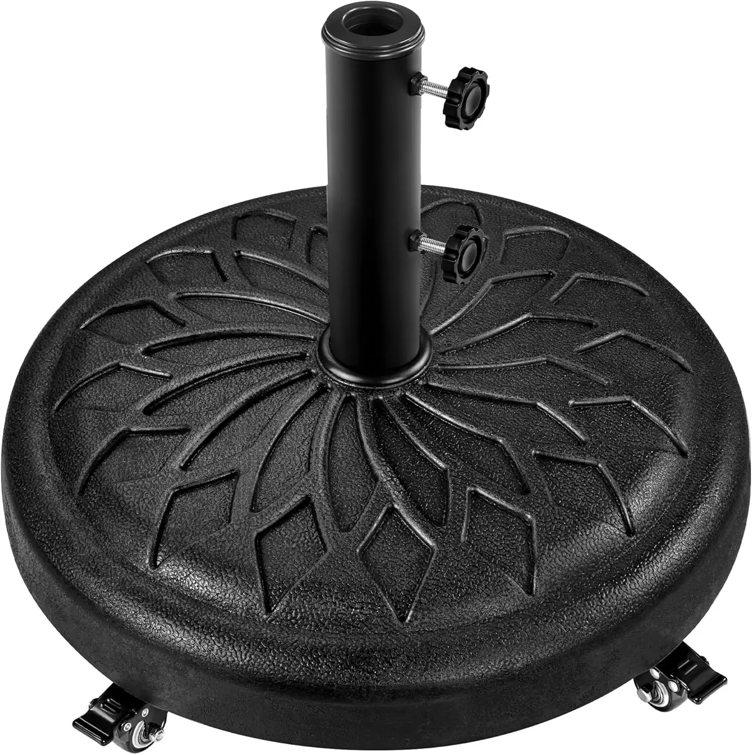 

45lbs Heavy Duty Rolling Umbrella Base with Wheels & Knobs, 20" Patio Umbrella Stand for Garden, Yard, Lawn Black