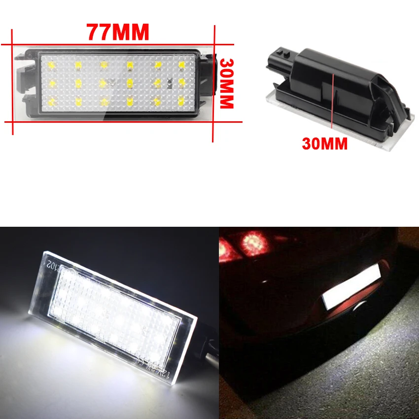 Car LED License Plate Light For Renault Megane 2 Clio Laguna 2 Megane 3 Twingo Master Vel Satis Accessories Canbus No Error Lamp