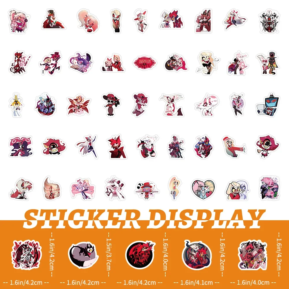 Japonês Manga Hazbin Hotel adesivo decorativo, computador, bagagem, skate, caderno, novo, 100pcs