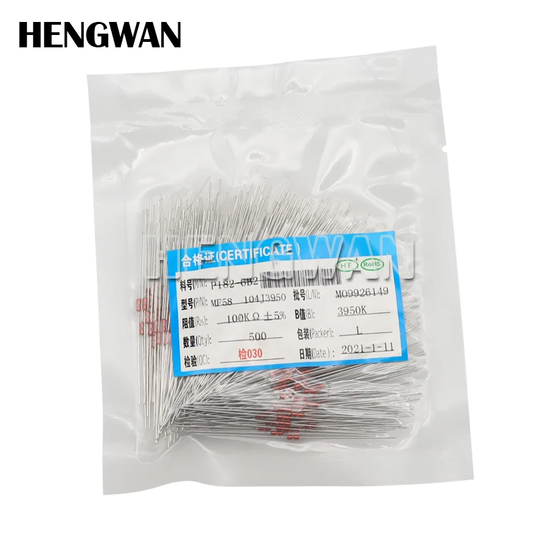 

500pcs Thermal Resistor NTC MF58 3950 B 5% 1K 2K 5K 10K 20K 50K 100K 200K 500K 1M ohm Thermistor Sensor