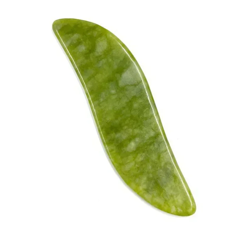 Placa de raspado Guasha de Jade Natural verde, masajeador Gua Sha, pieza Meridiana para cara y brazo