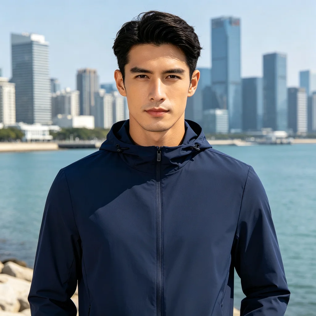 UPF50+ Nylon Sun Protection Jacket With Back Vent Pocket Thin Breathable Outdoor Hiking Travel Sun Shirt