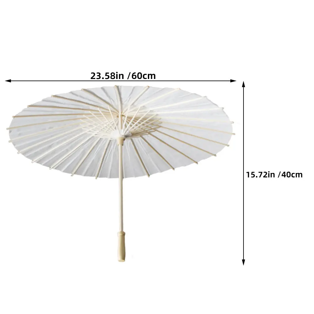 White Paper Parasol Umbrella for Wedding Decor Bridal Shower Outdoor Events Elegant Vintage Shade Prop Photography Accessory view 2