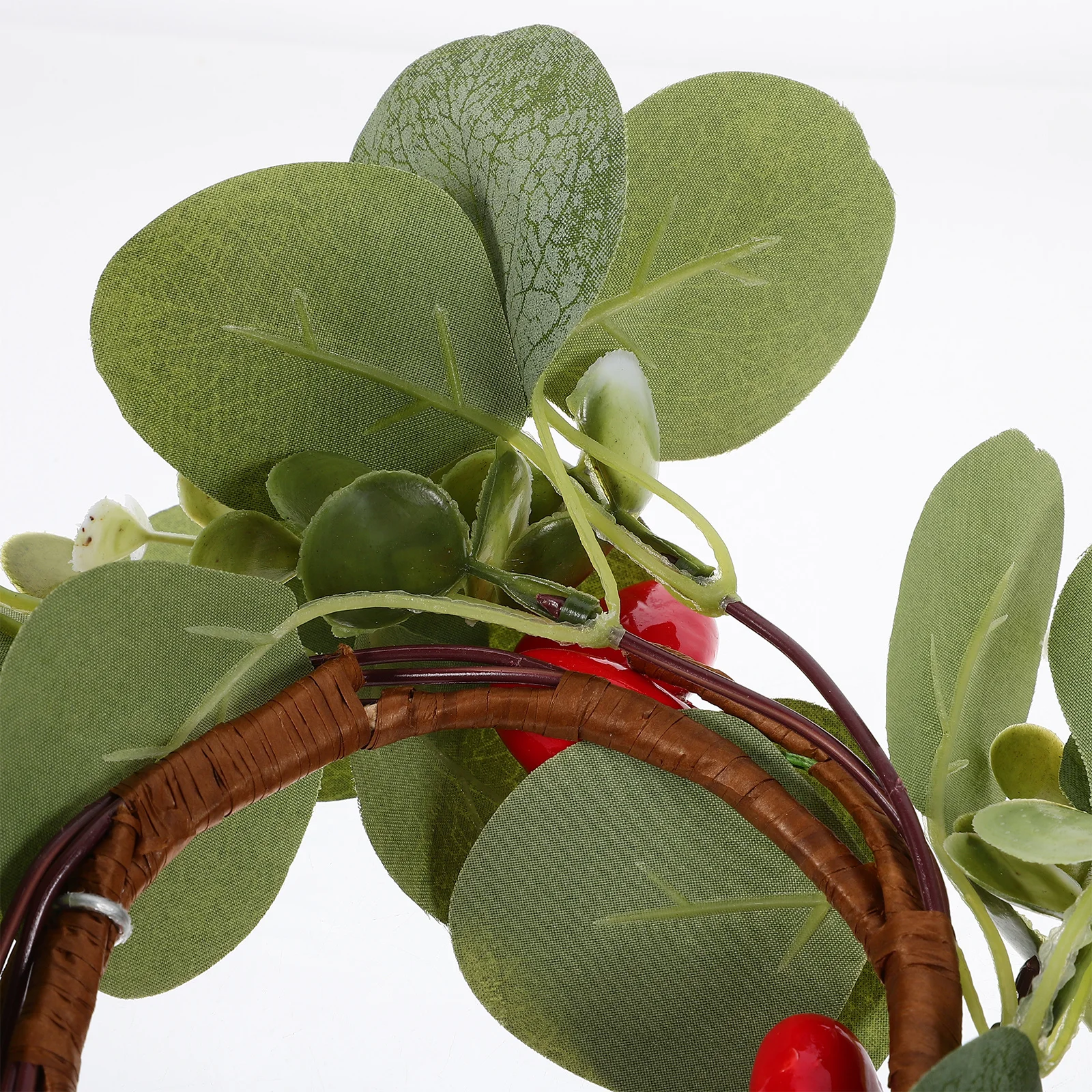 

2Pcs Artificial Leaf Rings Berries Pillar Wreath Valentine's Day Wedding Table Decoration Romantic Party