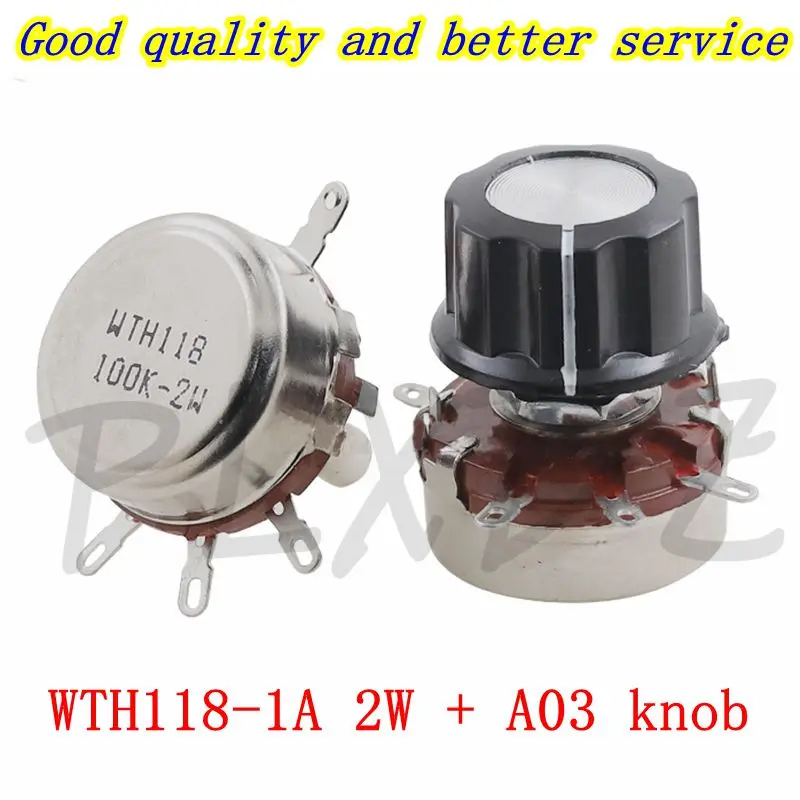 1set WTH118-1A (2W)+A03 knob carbon film potentiometer 470R 1K 2.2 3.3 4.7 5.1 5.6 6.8 10 22 33 47 100K 220 330 470 560 K 1M ohm