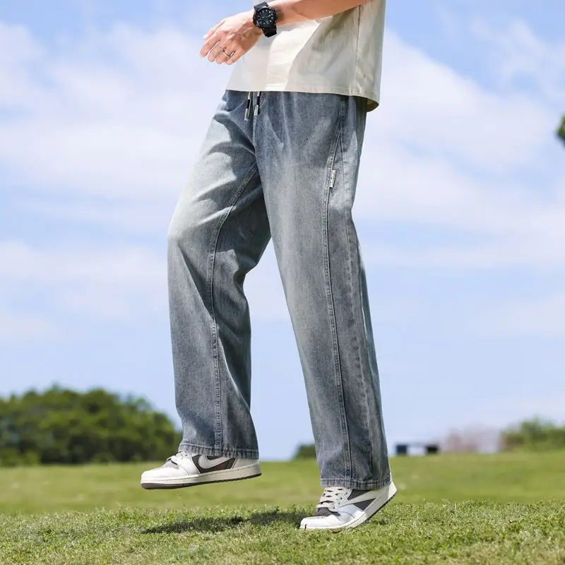 

Мужские повседневные джинсы, новые джинсовые брюки, удобные модные эластичные облегающие прямые брюки, мужская одежда, мешковатые уличные брюки