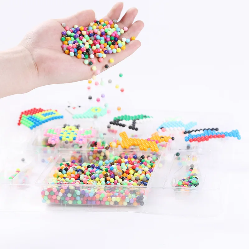 1000 Pcs/box DIY Water Spray Magic Beads Handmade Toy Set Children's Color Crystal Beads Puzzle Craft Kit Gift Variety Bean Toys