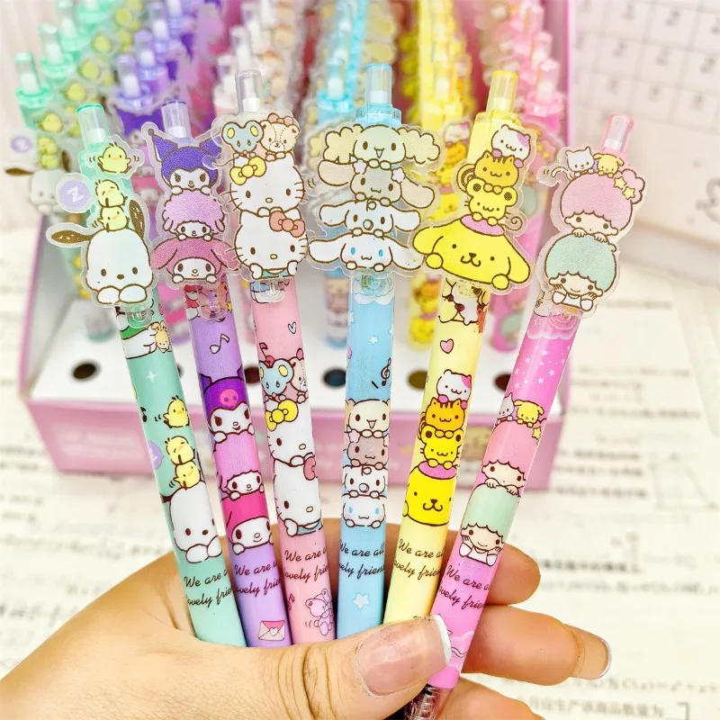 

New Sanrio Hello Kitty Black Gel Pen Student Anime Kuromi Cinnamoroll Writinng Pen Cartoon Stationery Study Supplies Gift 0.5mm