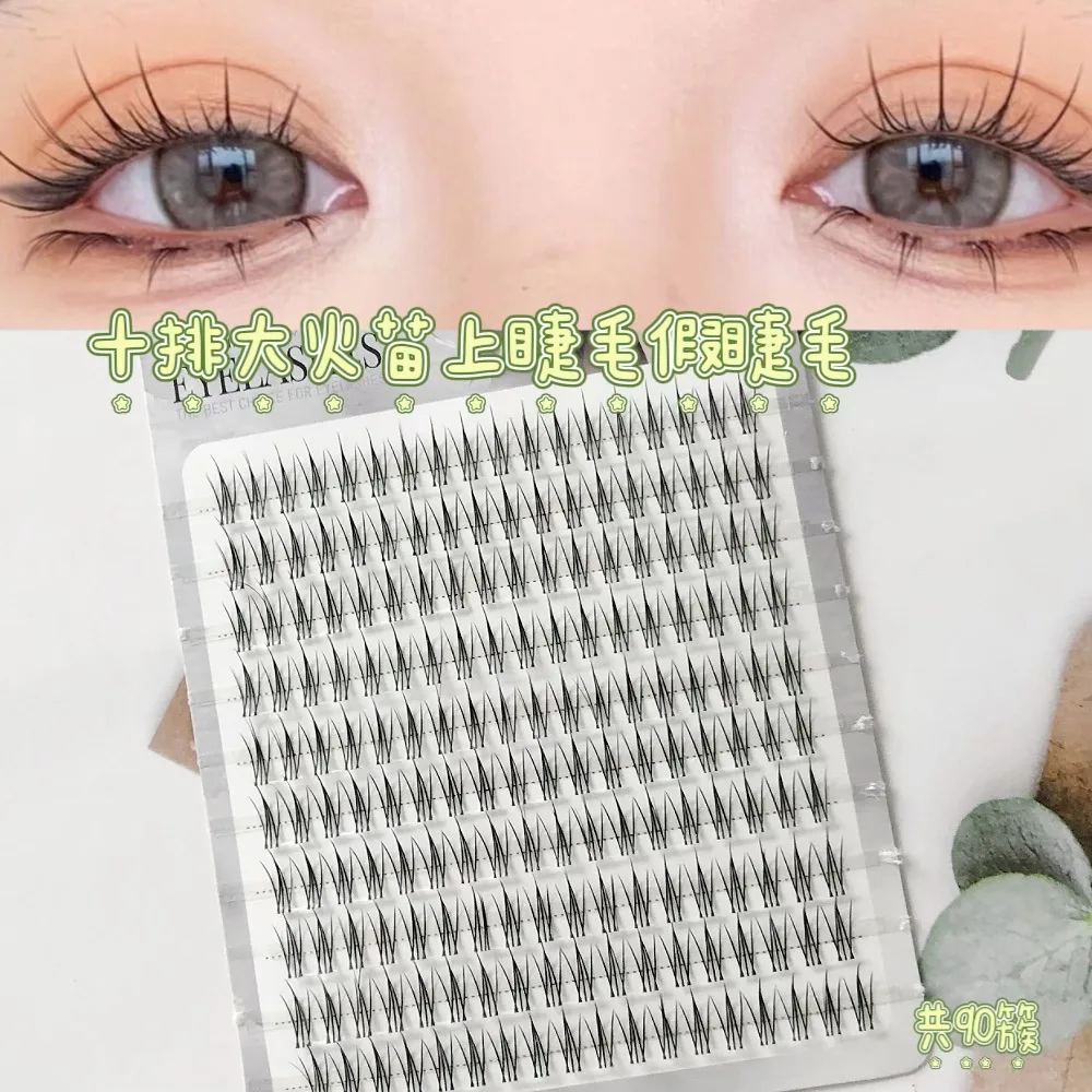 Large Capacity False Eyelashes Natural C Curl Manga Artificial Fiber Lashes Extension For Daily Wear Beginner Nude Makeup Effect