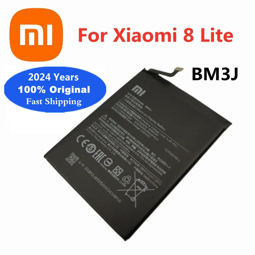 2024 Years 3350mAh 100% Original Battery BM3J For Xiaomi 8 Mi 8 Lite Mi8 Lite Phone Battery Fast Shipping + Tracking Number