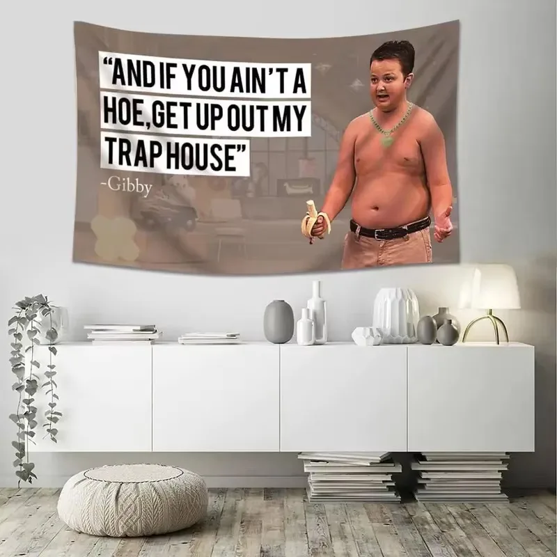 iCarly Nostalgic Gibby Tapestry, Fun Meme Cartoon Wall Hanging Decor for Bedroom Living Room Polyester Trendy Cloth Gift