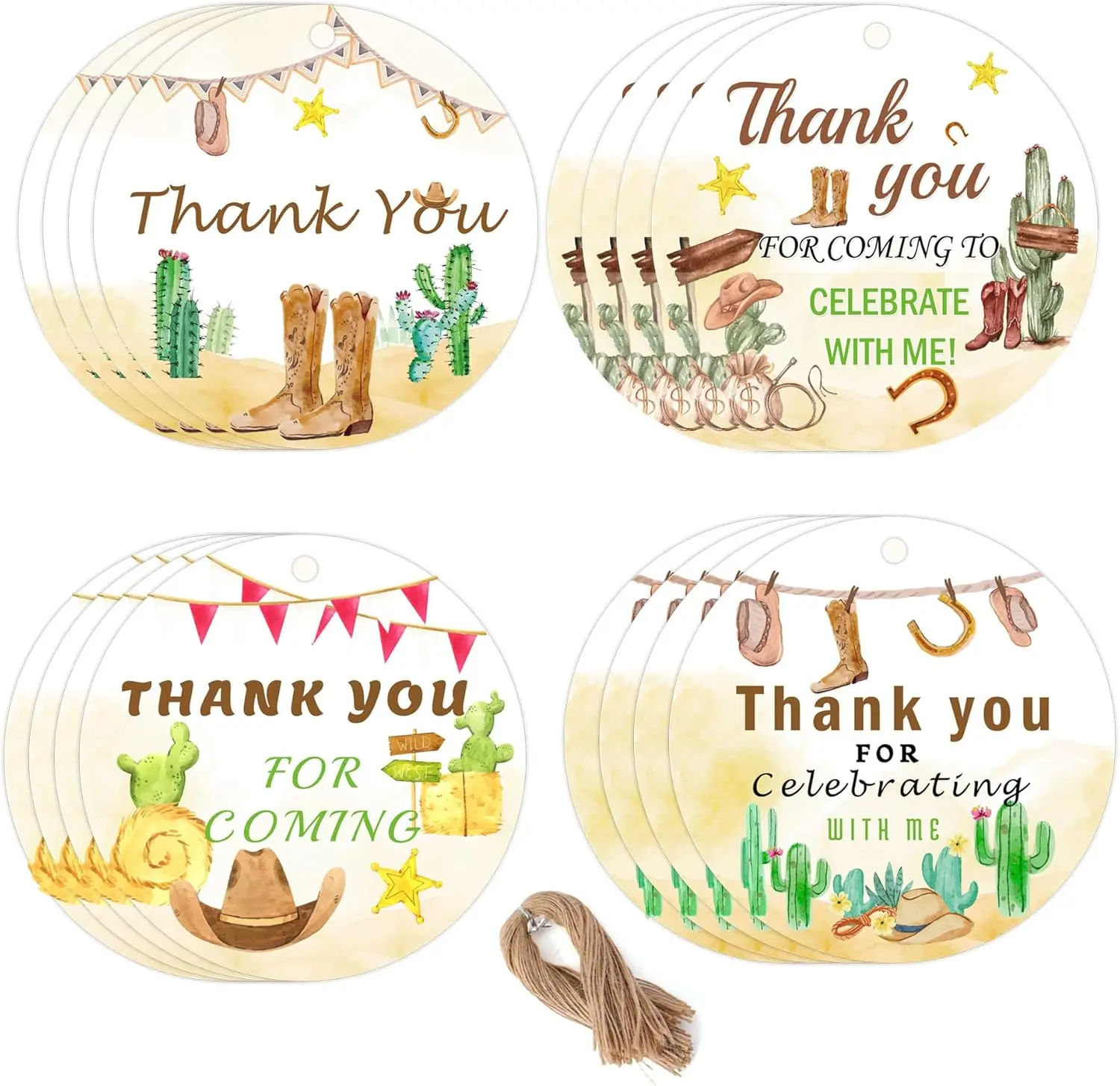 100 قطعة شكرًا لك على البطاقات القادمة مرحبًا بكم في بطاقة الهدايا المفضلة لحفلة الغرب المتوحشة لتغليف الأعمال الصغيرة #1