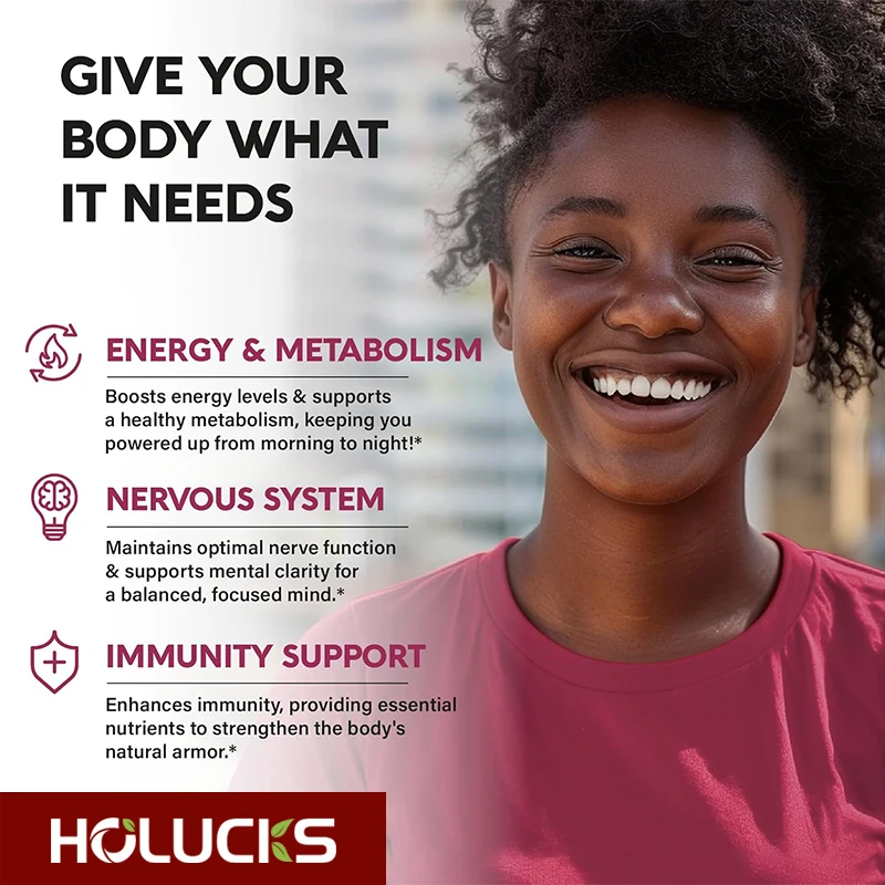 مكمل معقد فيتامين ب قوي إضافي، للتركيز العقلي، والتمثيل الغذائي والرفاهية الشاملة، وتعزيز المناعة، وخالي من الغلوتين