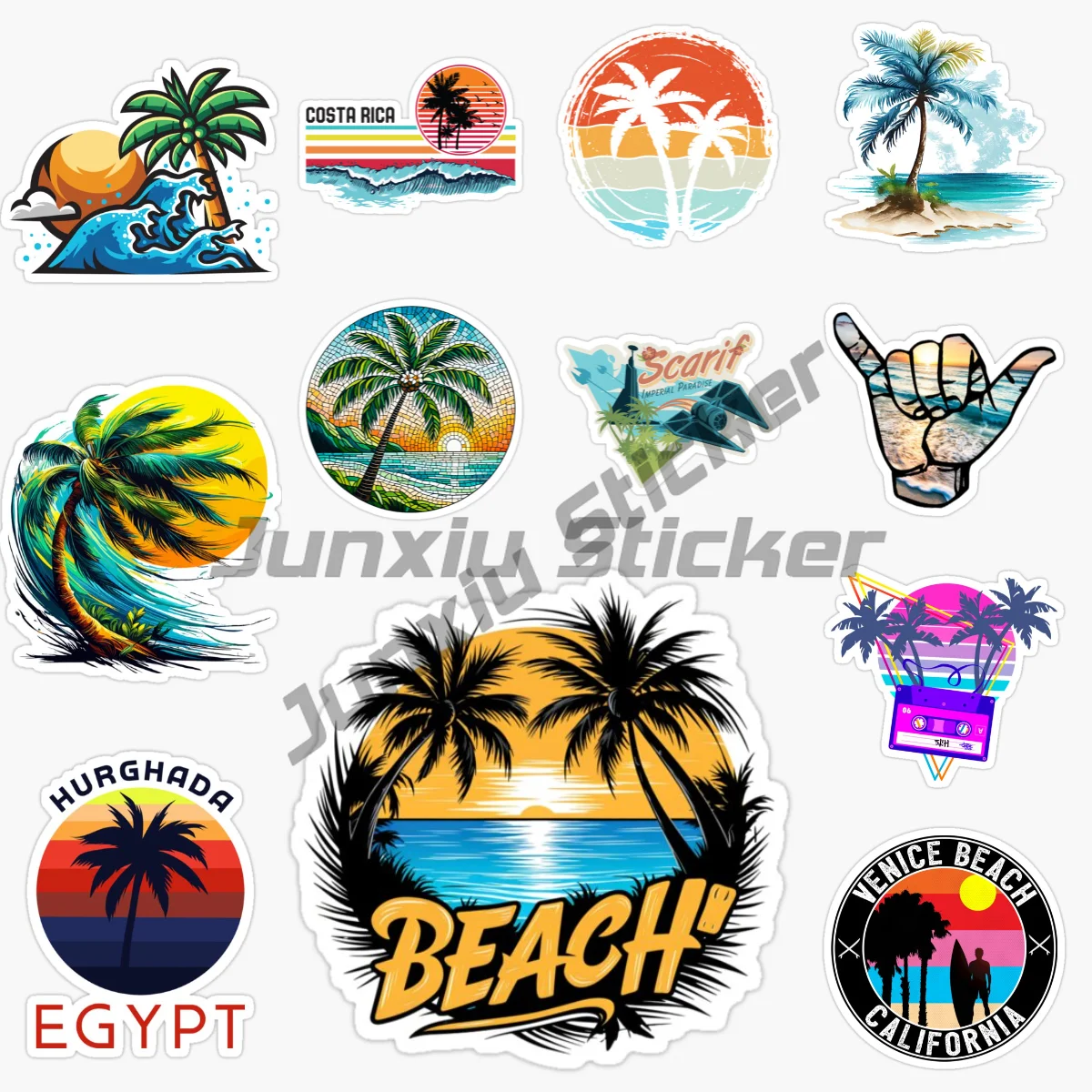 

Beach Palm Tree Car Stickers Refrigerator Fine Decal Motorcycle Surfboard Laptop Helmet Decor Wall Vinyl Self-adhesive PVC Decal