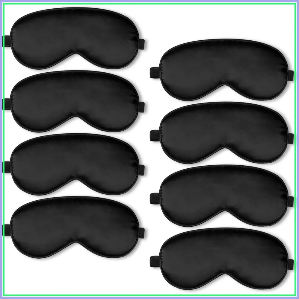 

8 Pack Silk Sleep Mask with Adjustable Strap, Blackout Eye Mask for Men Women Adults
