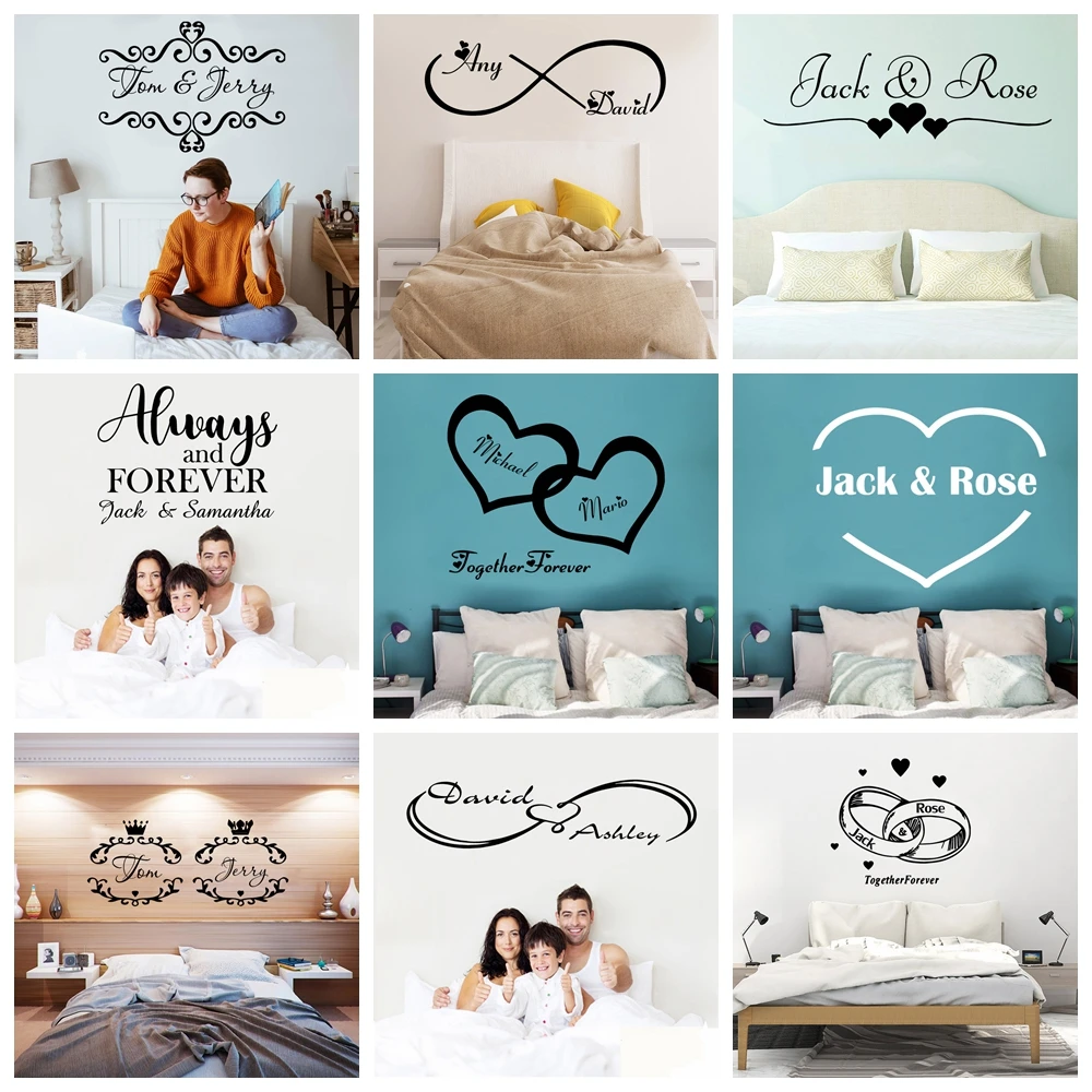 

1 pc 9style romantic family love customize name Wall Stickers Decorative Sticker Home Decor Decor Living Room Bedroom Removable