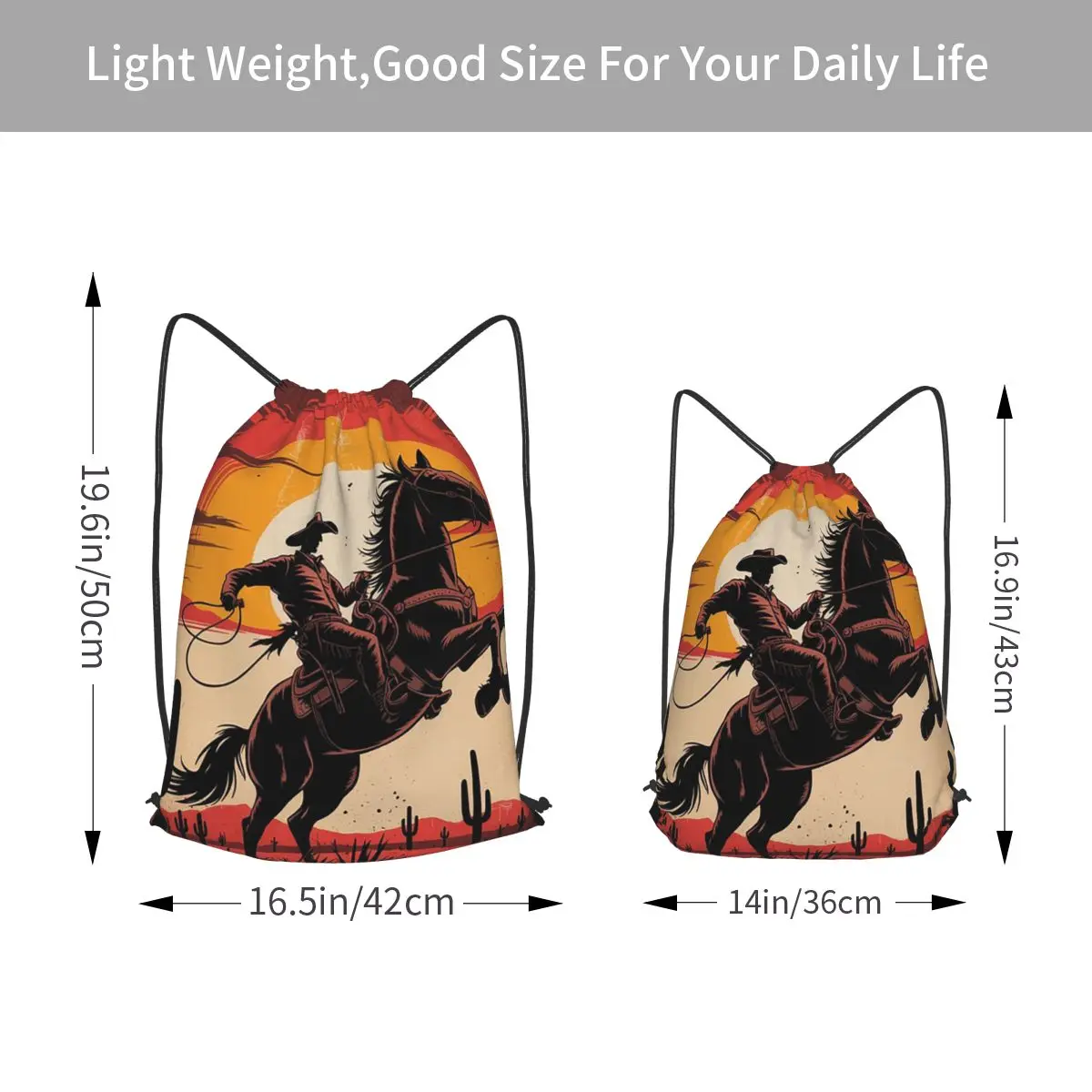 Western Cowboy Riding Horse And Cactus Ranch (13) Backpacks Fashion Drawstring Bags Sundries Bag Book Bags for Travel School