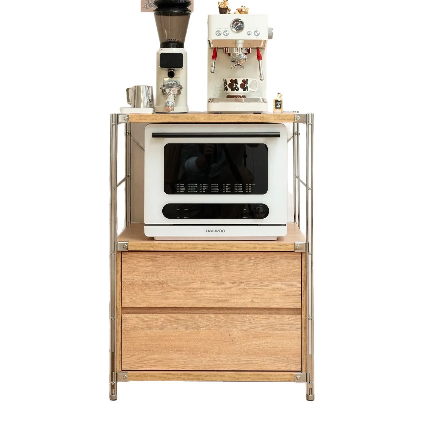 Drawer Kitchen Floor To Floor Coffee Machine Shelf Microwave Oven Storage Storage Side