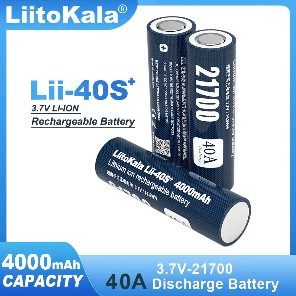 1-24 Uds Liitokala Lii-40S nuevo 3,7 V 4000mAh 21700 para linterna de alta capacidad 100% batería de litio recargable Original 4,2 V