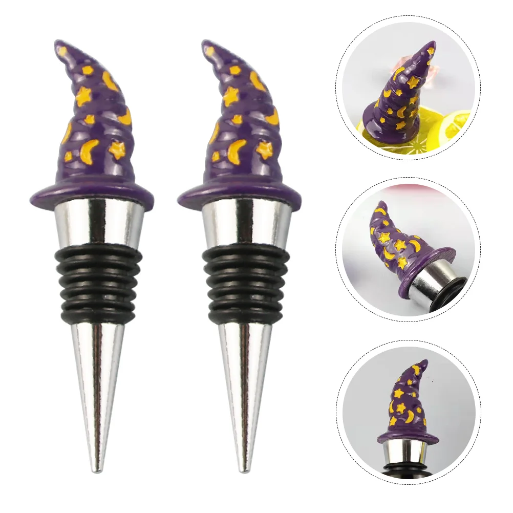 2 Pcs Halloween Corks High-class Stoppers Novel Party Bottle Replaceable Reusable Alloy Delicate Sealing Plug Airtight