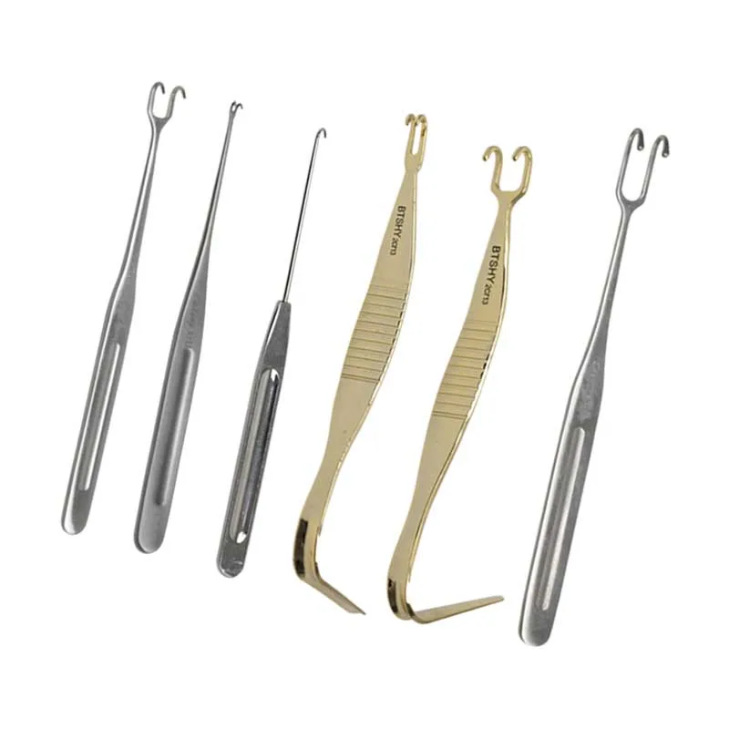 Nasal Bone Nose Bone Pull Hook Chisel Face Plastic Surgery Double Head Gold Handle Stainless Steel