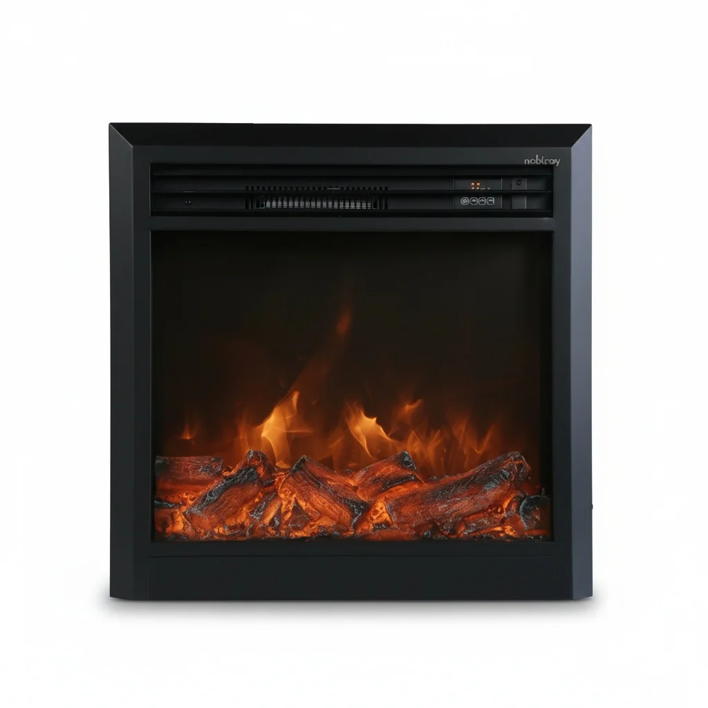 27 Inch Electric Fireplace, Toughened Glass Infrared Heater Insert, Adjustable LED Log Flame Heater, Home Heating Fireplace