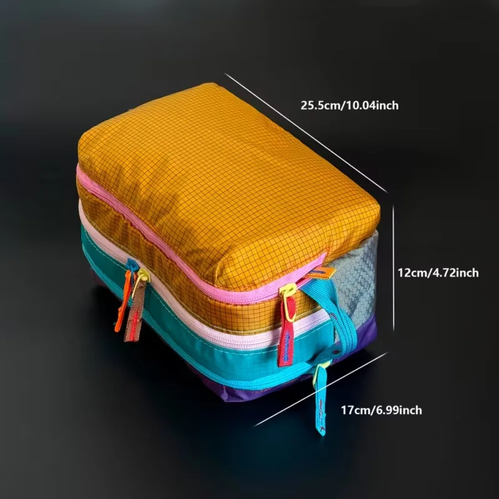 Portable Waterproof Rainbow Layered Cosmetic Bag Travel Wash Bag Large Capacity Nylon Toiletry Storage Makeup Organizer