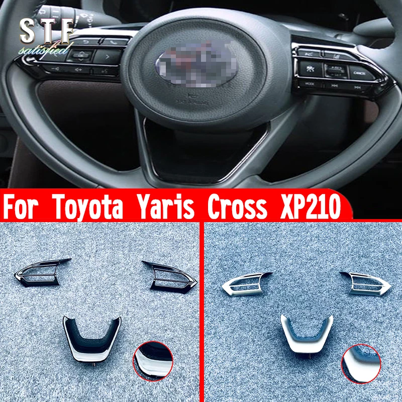 For Toyota Yaris Cross XP210 2020-2023 Car Accessories Interior Steering Wheel Trim Cover Molding Decoration Stickers W4