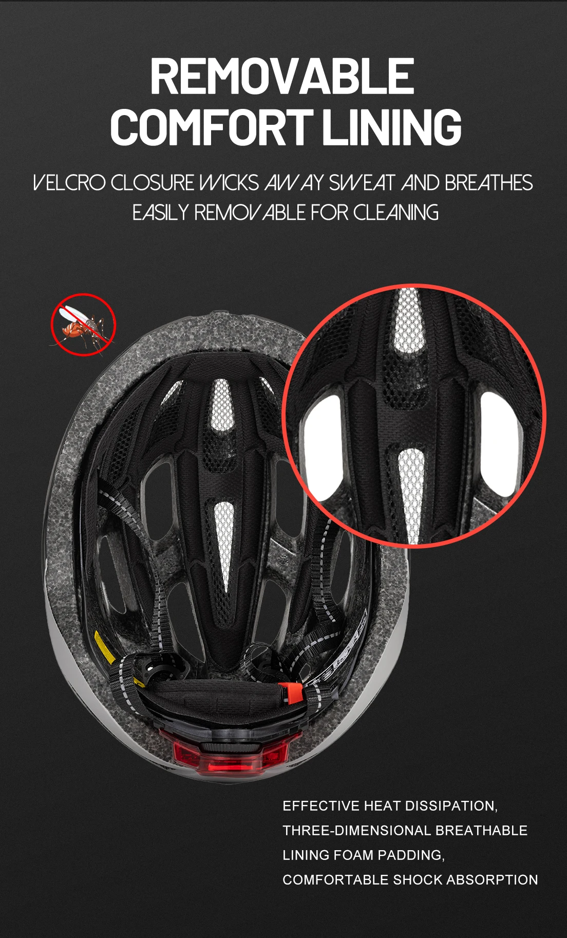 Eastinear Hochwertiger Fahrradhelm, verstellbar, ultraleicht, atmungsaktiv, für Autobahn, MTB, Radfahren, Harthelm mit Schutzbrille – Detail 6