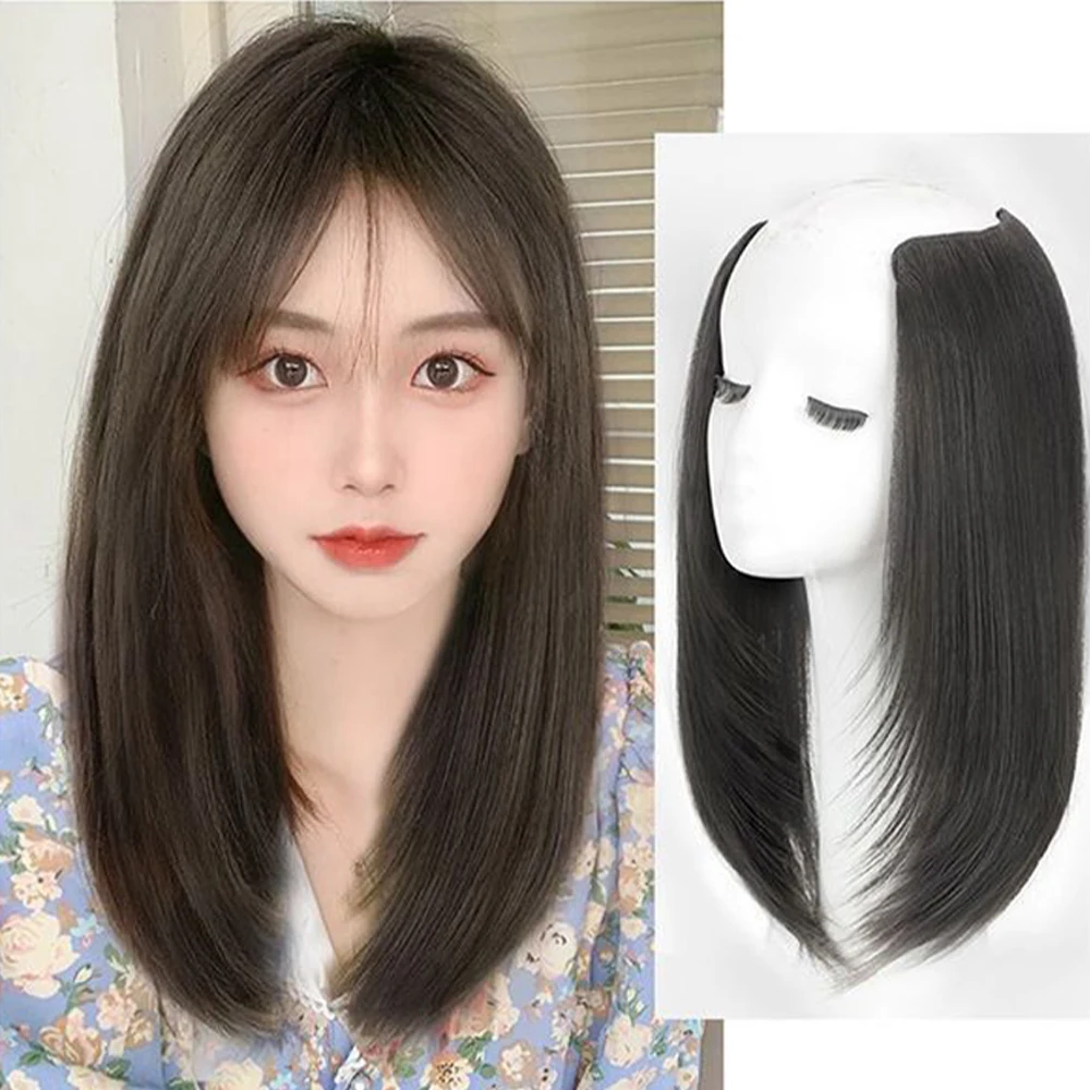 One-pieces Clip Wig Invisible Synthetic Hair Extensions u-type Short Straight Extension Women Hairpieces Half Wig Female