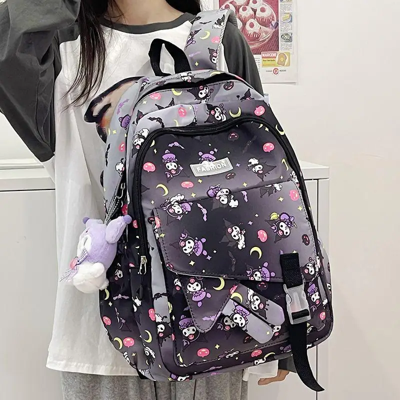 

Sanrio Kuromi школьный рюкзак японский новый стиль мультфильм универсальный модный студенческий милый школьный рюкзак большой емкости рюкзак для мальчиков и девочек