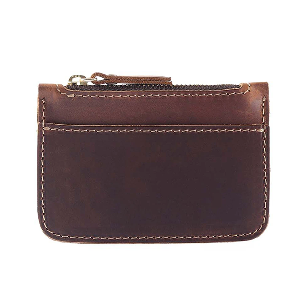 

2025 Bestseller Vintage Genuine Leather Coin Purse Mini Zipper Wallet for Women and Men Compact Card Holder & Coin Pouch