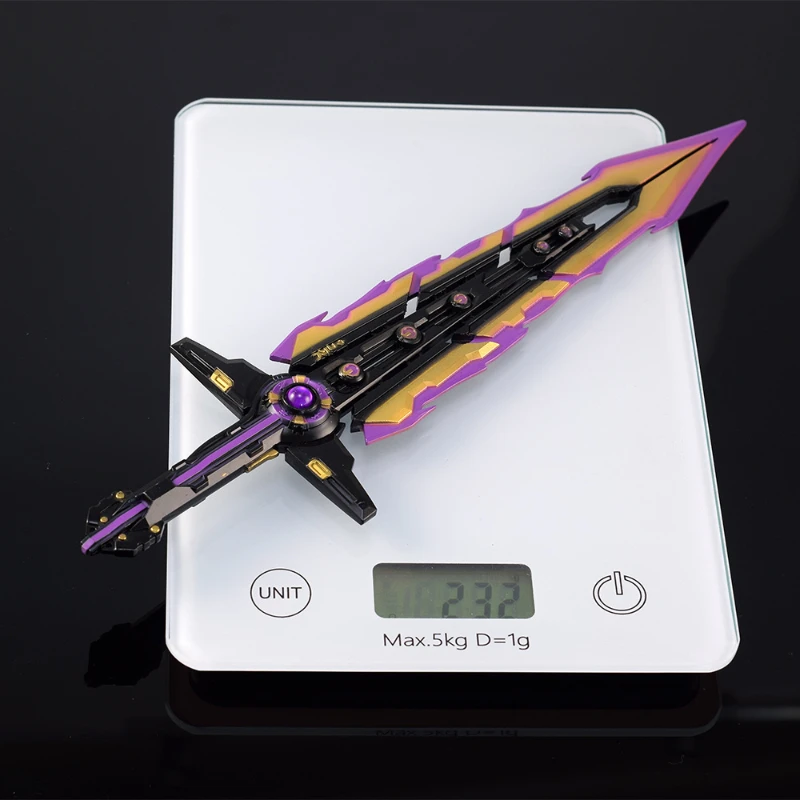 Periféricos de juego Valorant de 28cm/11,02 pulgadas, gran espada del caos, modelos de marionetas de mano de Metal, espadas samurái, juguetes, armas, accesorios de escritorio