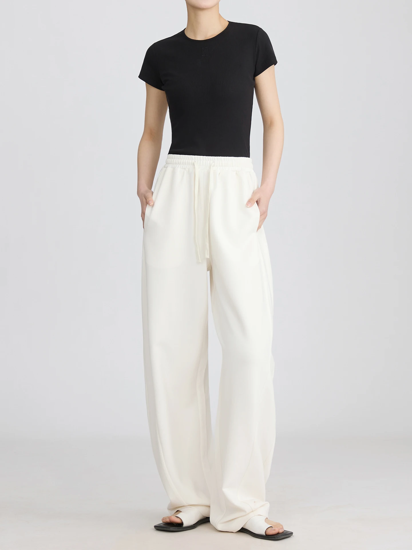 

Soft Wide Leg Pants Elastic Waist Casual Women's Loose Fit Floor Length Knife Casual Sweatpants