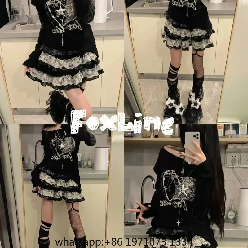Y2k Skirt Women's Clothing 2025 Faldas Mujer De Moda Fashion Punk Jupe Patchwork Lace Sweet Saia High Waist A-line Mini Skirts view 4