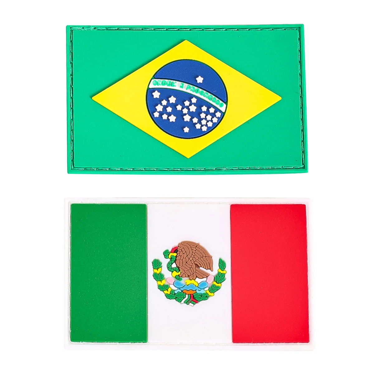 2pcs PVC Mexico Brazil Flag Patches Tactical Military Hook Fastener Patriotic Badge Rubber Bags Clothes Shoulder Emblem Applique