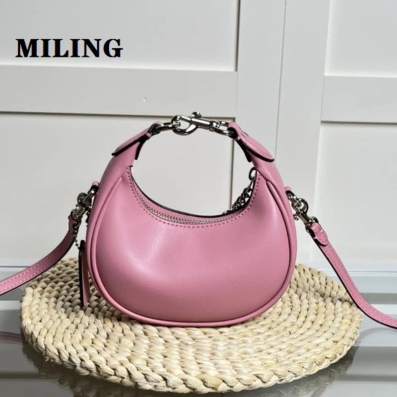 Mini Round-shaped Crossbody Bag Ladies Evening Clutch Handbag Fashion Half Moon Bag With Removable Shoulder Strap Wedding Purses