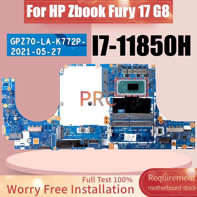 GPZ70 LA-K772P For HP Zbook Fury 17 G8 Laptop Motherboard M86081-601 SRKT4 I7-11850H  Notebook Mainboard