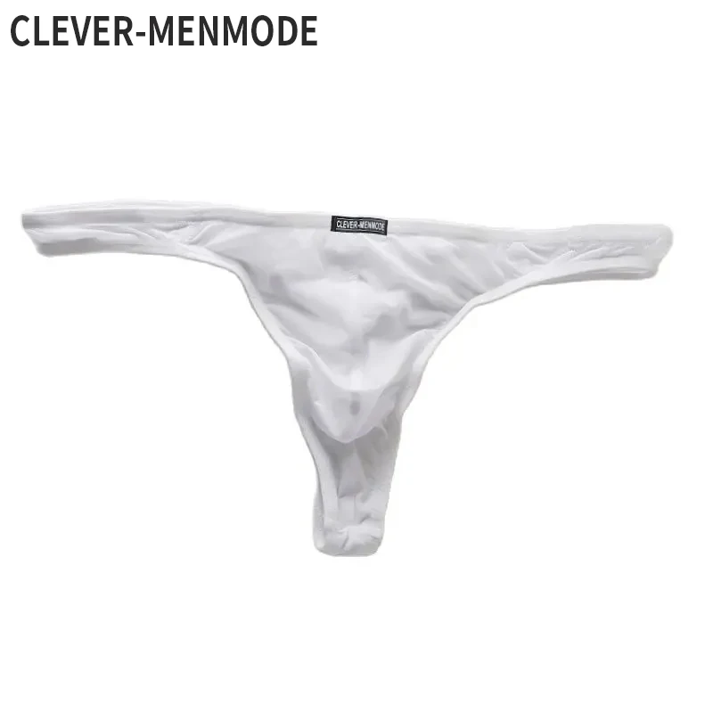 CLEVER-MENMODE-Tanga Sexy de seda de hielo para hombre, ropa interior ultrafina, lencería erótica, calzoncillos