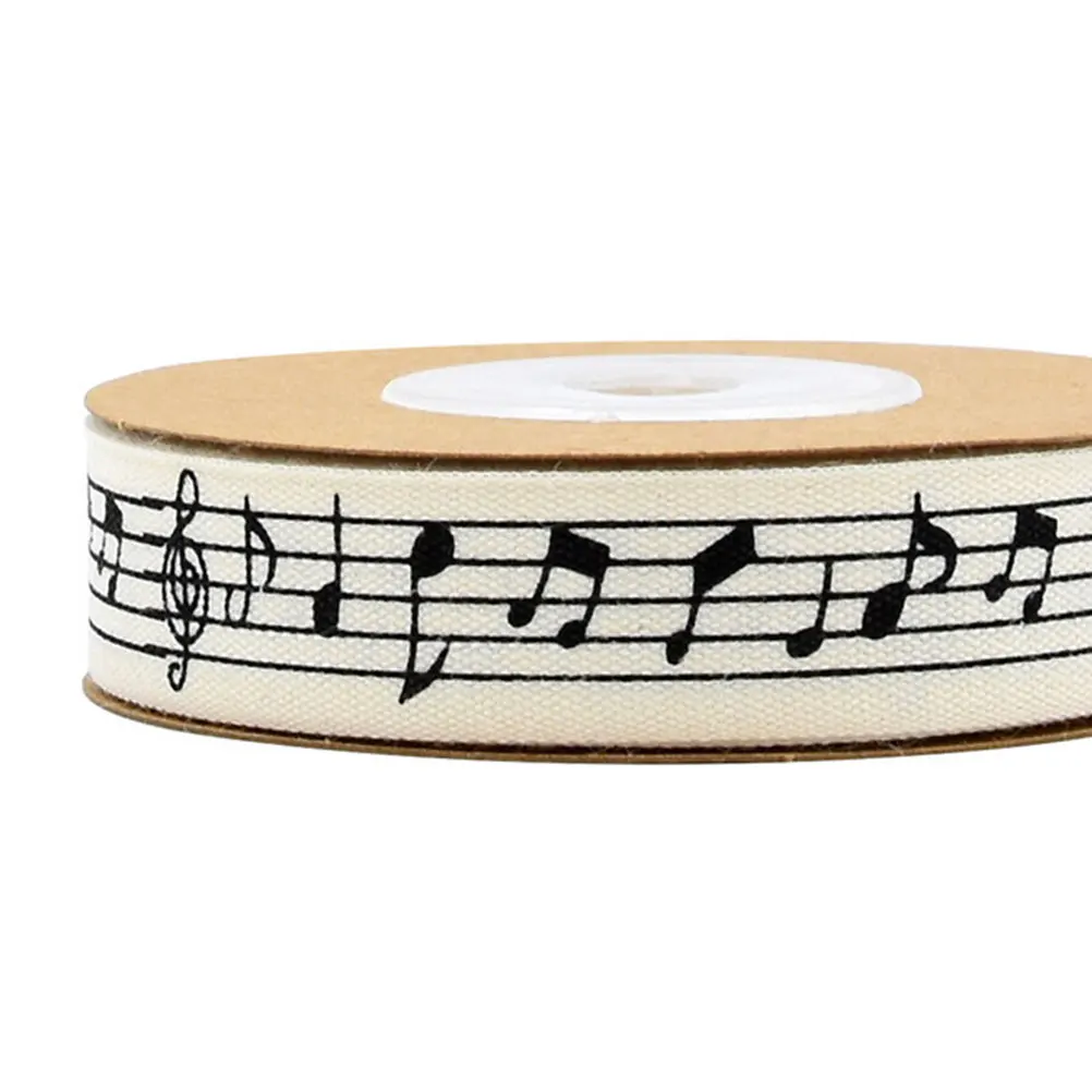 

Music Character Cotton Ribbon for DIY Crafts Gift Wrapping Tree Hanging Reusable Soft Band Packaging Supplies Wire Ribbons