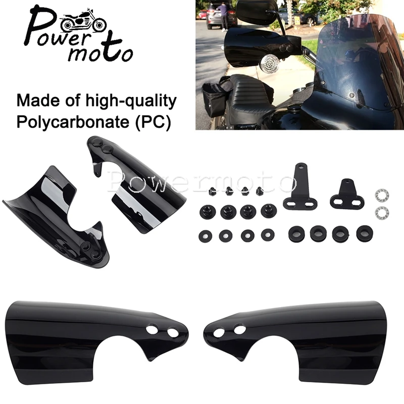 

For Harley Glide Softail Fat Bob Low Rider FXFB FXFBS FXLR FXLRS 2018-2023 Motorcycle Polycarbonate Black Hand Guards Protector