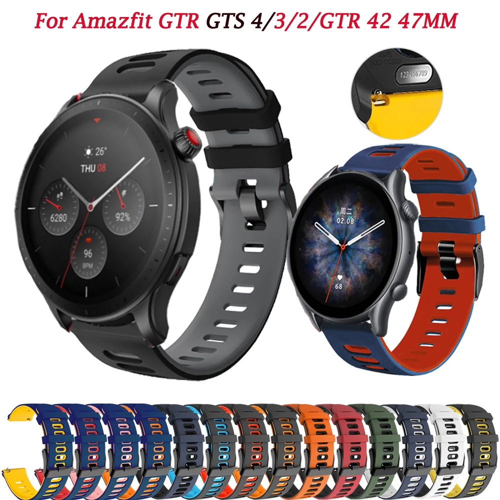 Ремешок силиконовый для Xiaomi Huami Amazfit GTR GTS 4/3/2 2e, браслет на запястье для смарт-часов GTR4/3 3 Pro/GTR 47 мм, 20/22 мм